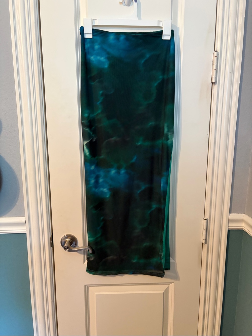 Princess Polly Teal Marble-Print Midi Skirt